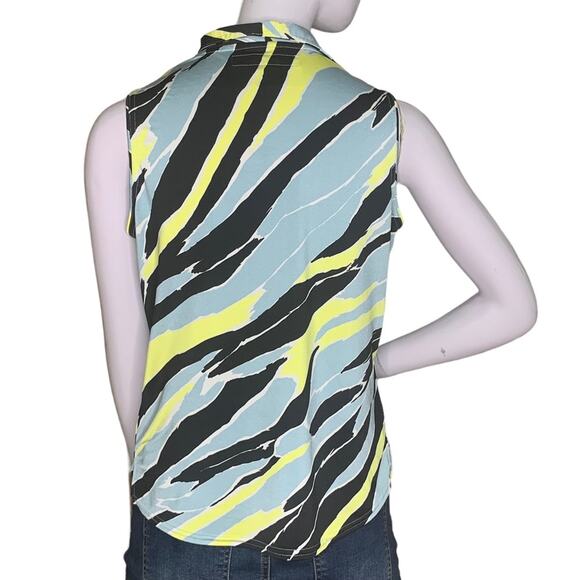 Jamie Sadock Sleeveless Blouse Pullover Size S Green Tones and Black - Picture 10 of 14